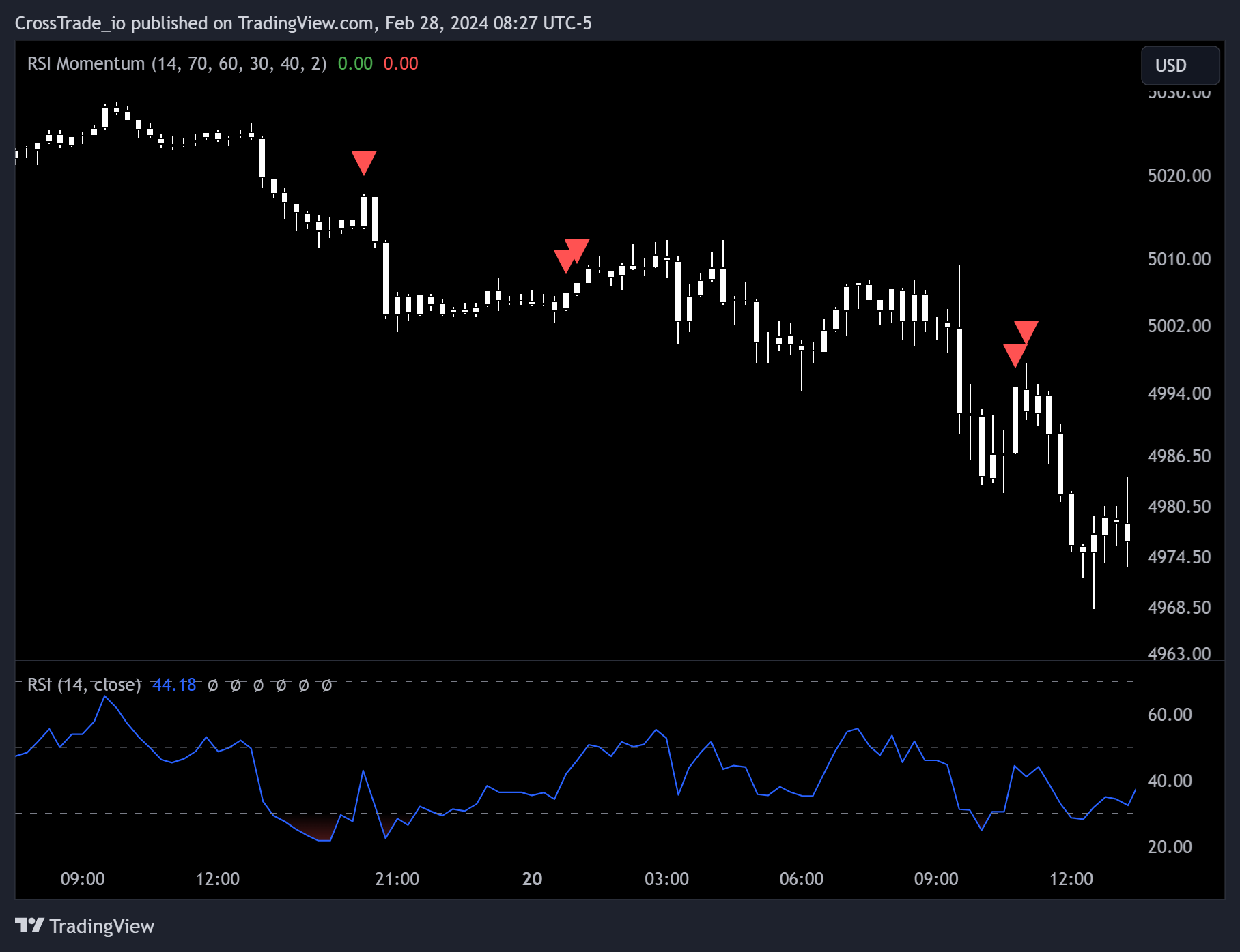 Image of the RSI Momentum TradingView indicator