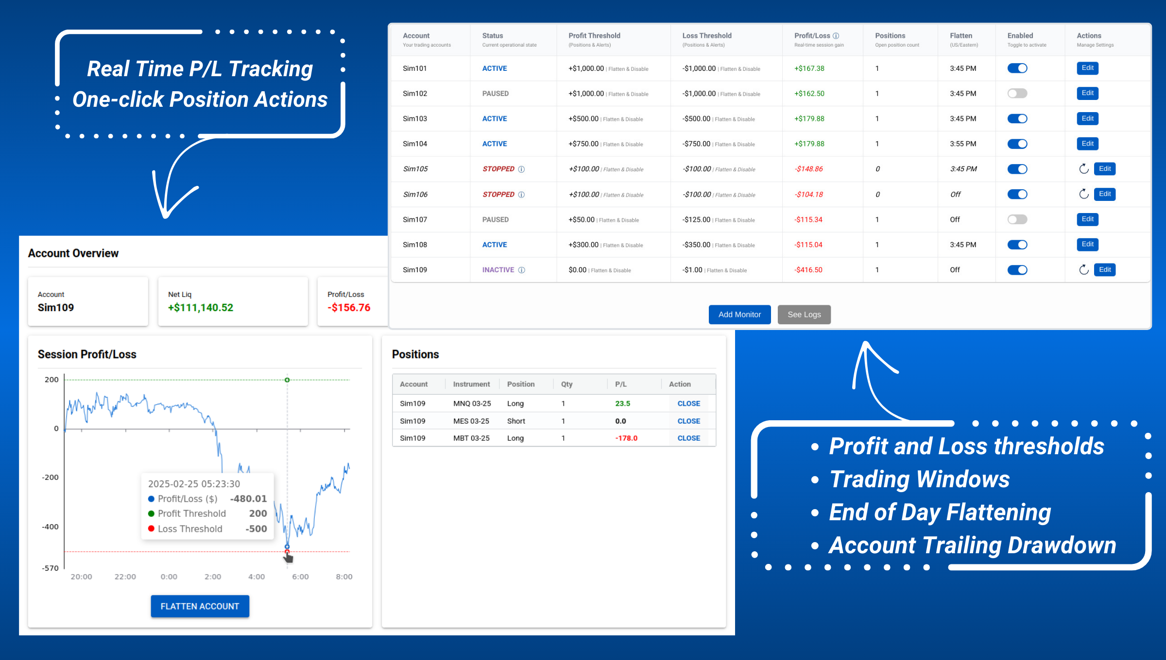 ninjatrader account manager features