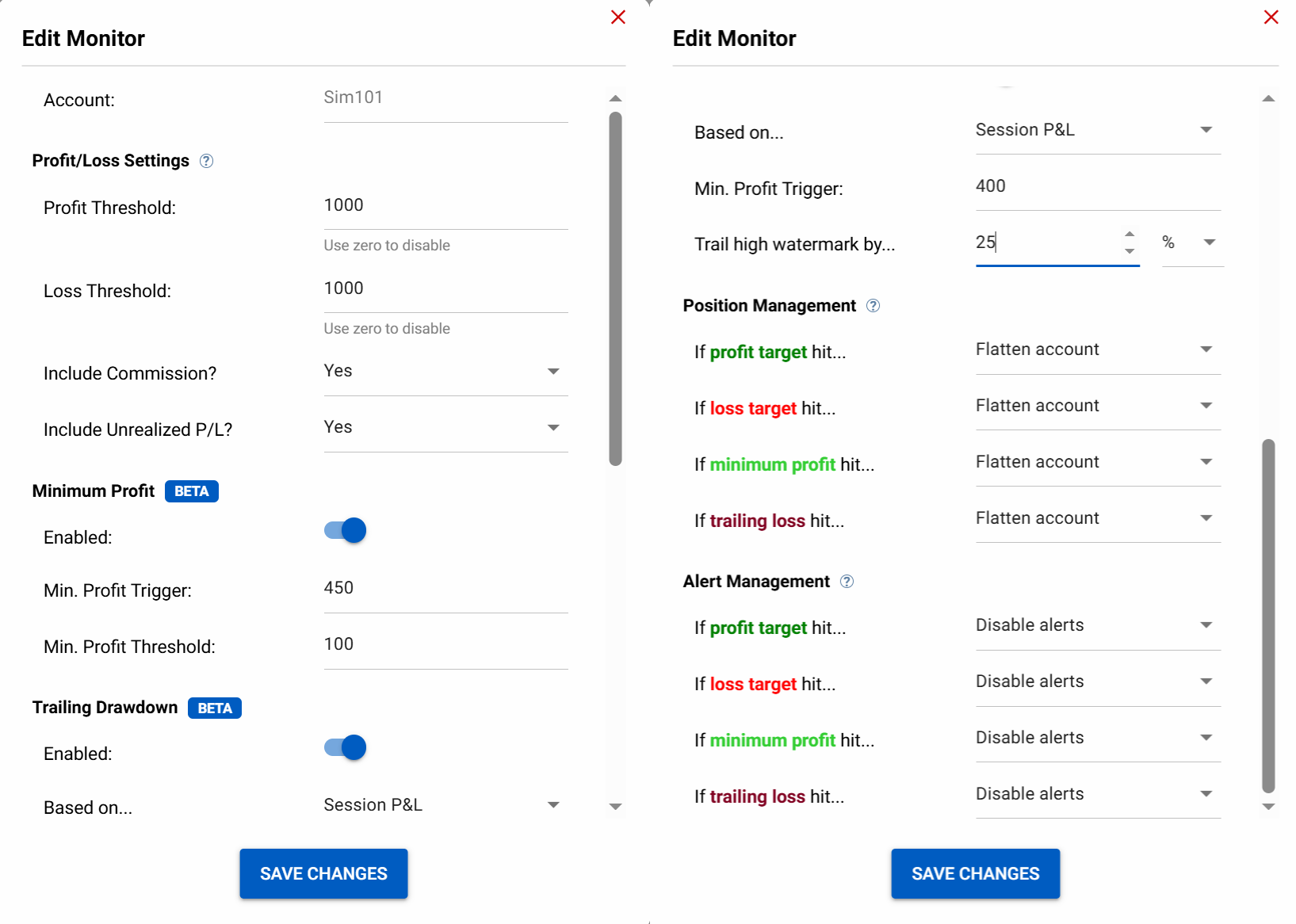 ninjatrader account management